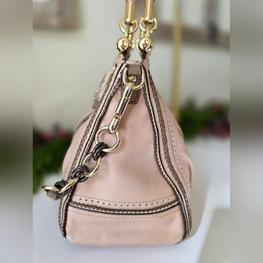 Coach Madison Pinnacle Carrie Satchel Blush Leather Zig Zag Perforated - Picture 7 of 16